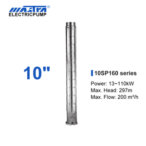 Bomba submersível de aço inoxidável de 10 polegadas Mastra - Série 10SP 160 M³/h Caudal nominal